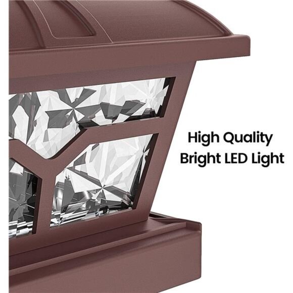 Solar Post Cap Lights Outdoor Glass 2 Color Modes 8 LEDs 4x4 5x5 6x6 Posts Deck - Picture 6 of 7